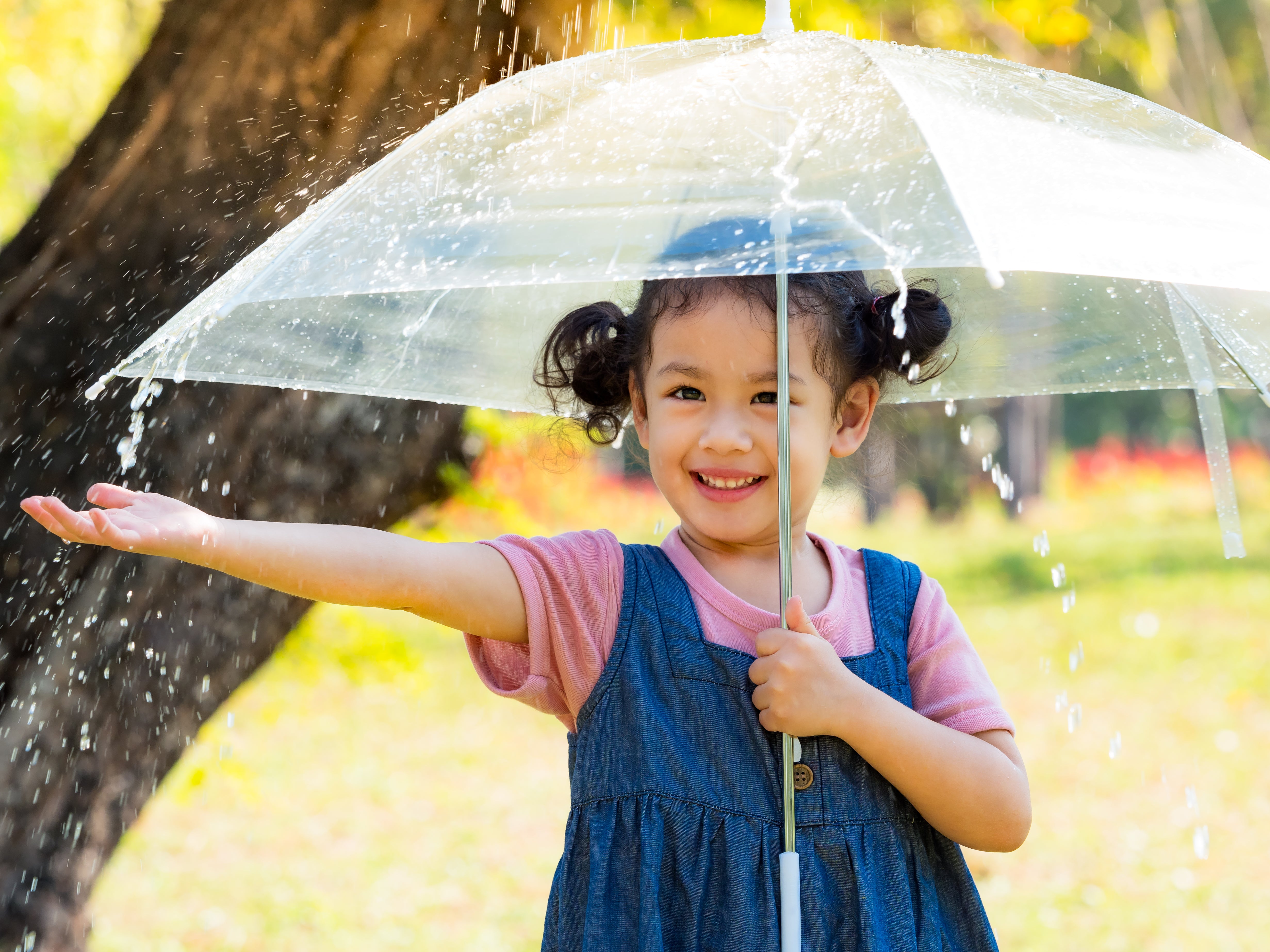 child in rain