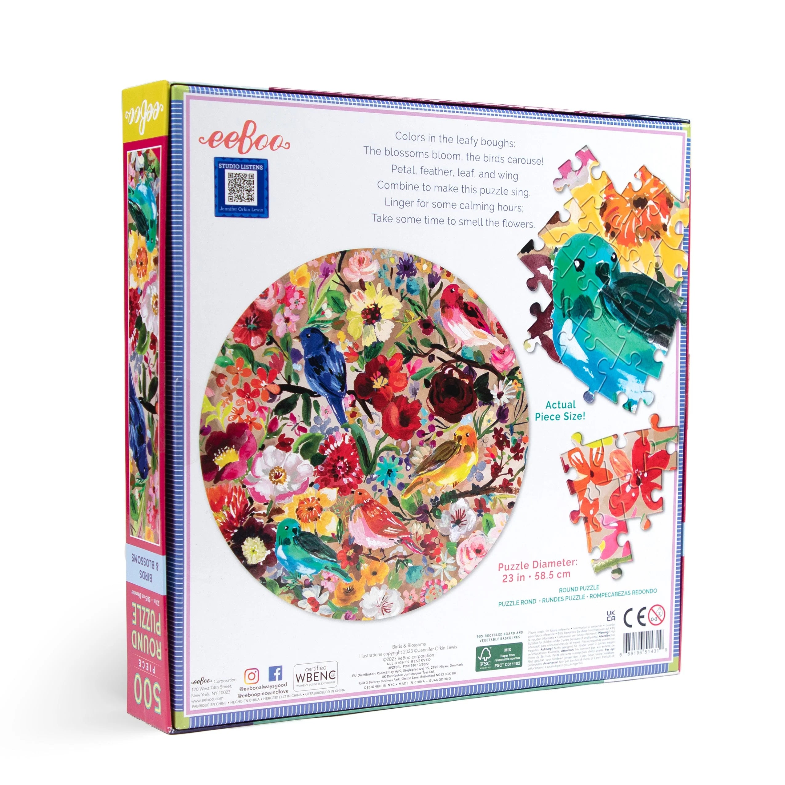 Birds & Blossoms 500 pc Round Puzzle