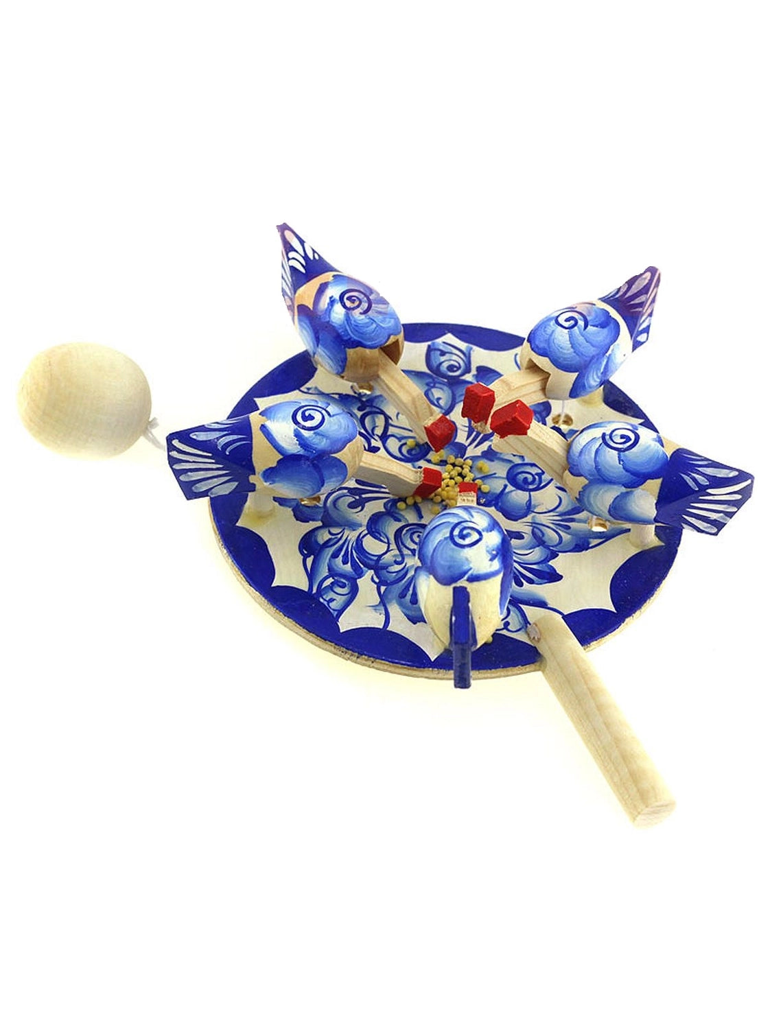 Hand Painted Wooden Pecking Chickens