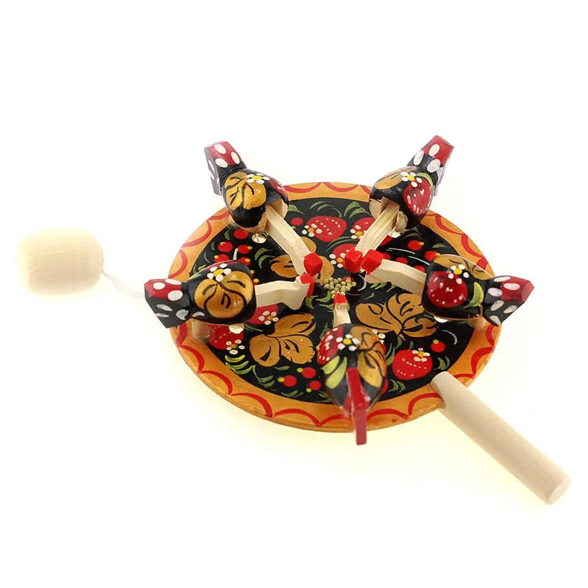 Hand Painted Wooden Pecking Chickens