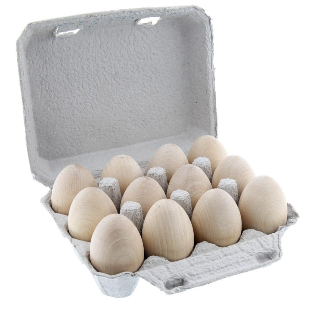 Dozen of wooden eggs