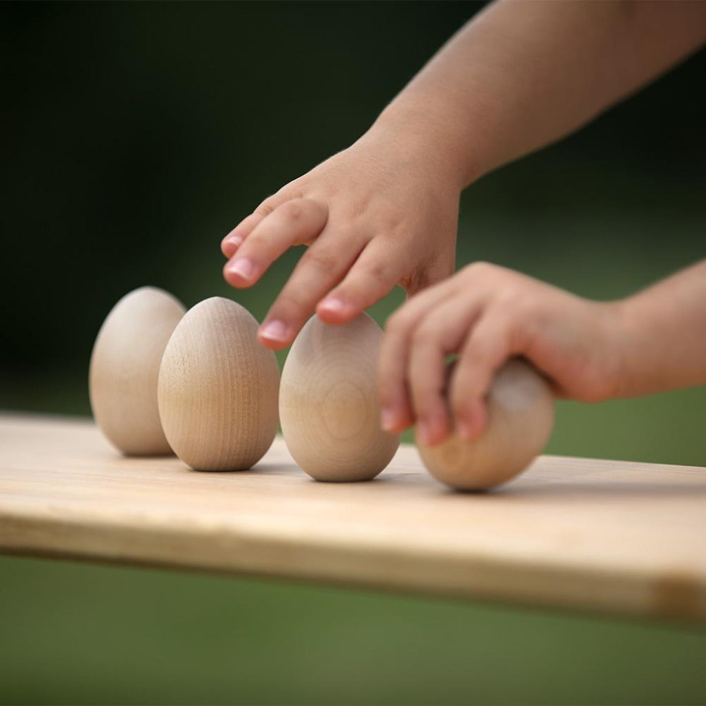 Dozen of wooden eggs